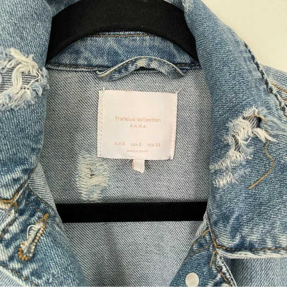 Zara Distressed Lace Up Denim Jacket - Picture 6 of 6